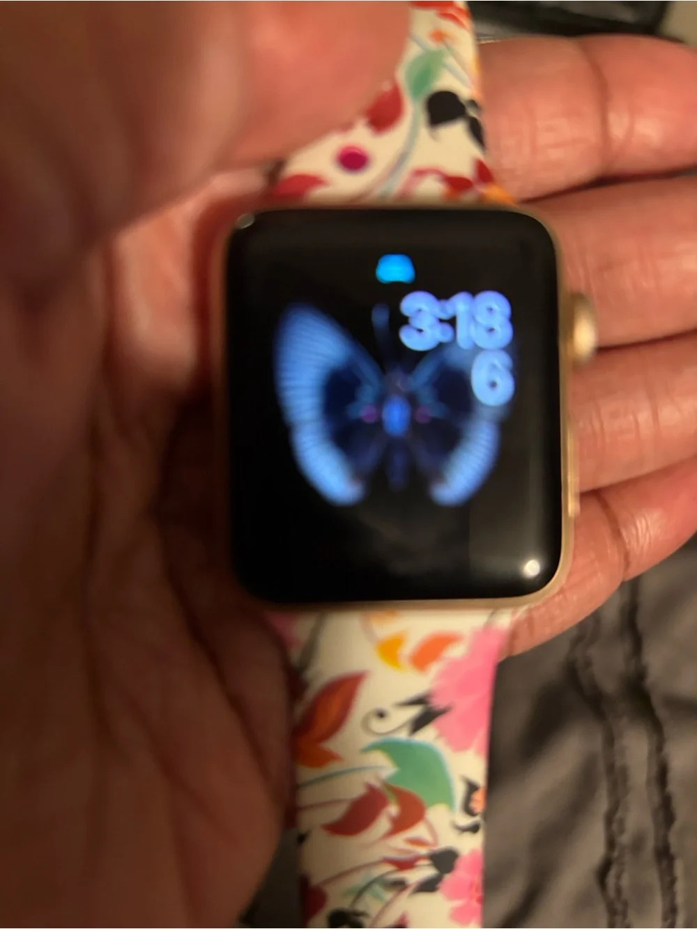 Apple Gold Smartwatch with White Floral Multicolor Band iseries 3